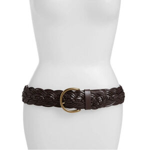 TARNISH Women Braided Leather Belt Brown Size M